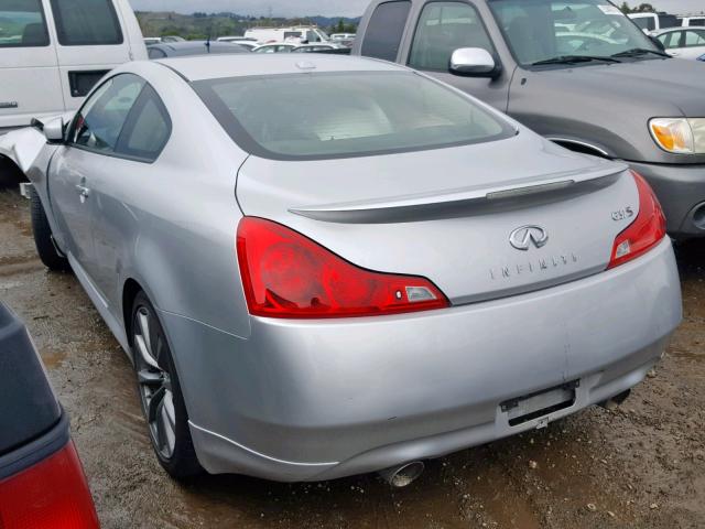 JNKCV64E68M122663 - 2008 INFINITI G37 BASE SILVER photo 3