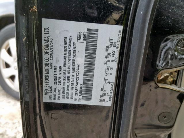 2FAFP74W2YX209661 - 2000 FORD CROWN VICT 黑色 照片 10