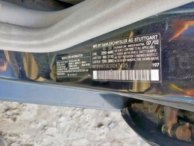 WDBJH65J83X087495 - 2003 MERCEDES-BENZ E 320 黑色 照片 10