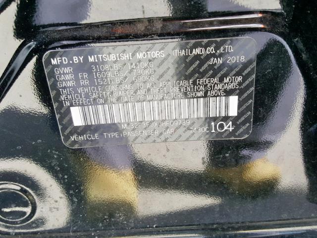 ML32F3FJXJHF09739 - 2018 MITSUBISHI MIRAGE G4 BLACK photo 10