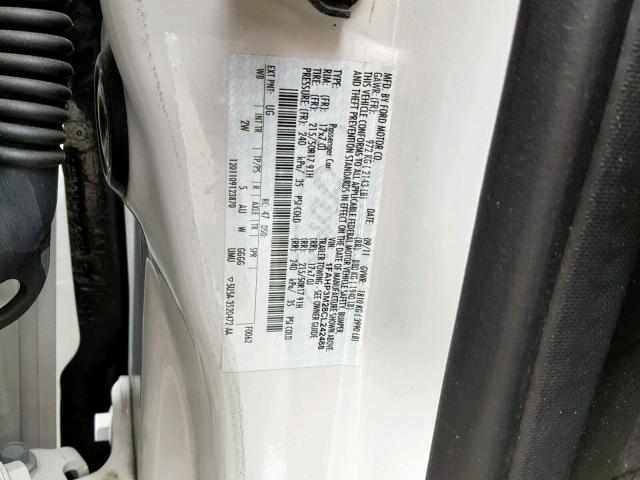 1FAHP3M28CL242488 - 2012 FORD FOCUS SEL WHITE photo 10