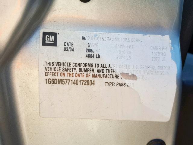 1G6DP567450230035 - 2005 CADILLAC CTS HI FEA Qara foto 10