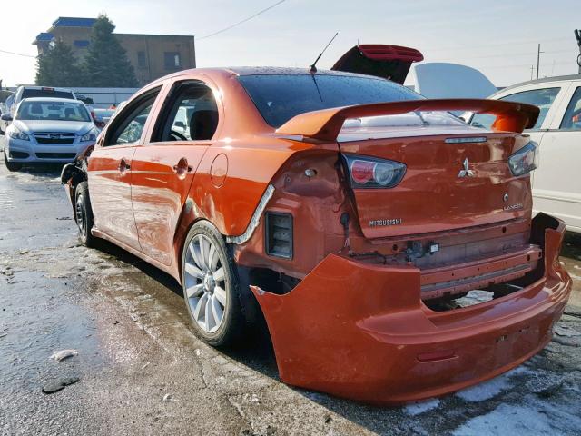 JA32U8FW6BU046174 - 2011 MITSUBISHI LANCER GTS ORANGE photo 3