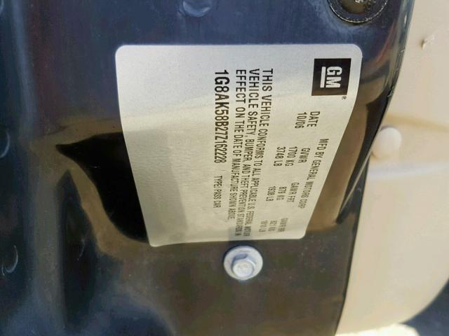 1G8AK58B27Z162228 - 2007 SATURN ION LEVEL GOLD photo 10