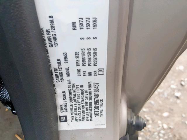 1GTDS196748186457 - 2004 GMC CANYON BEIGE photo 10