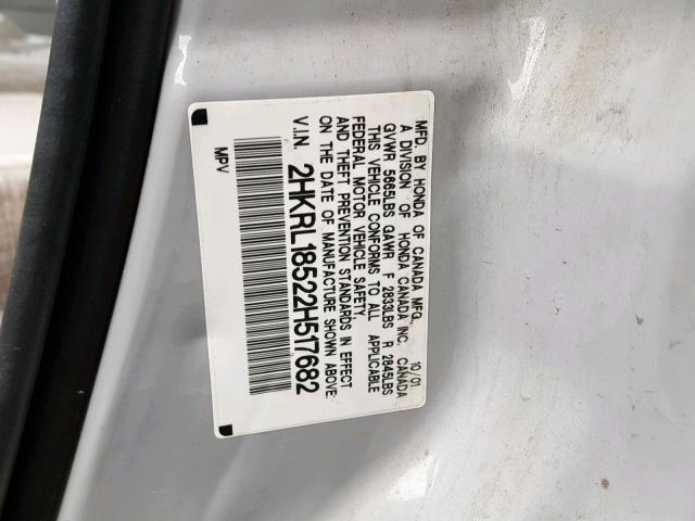 2HKRL18522H517682 - 2002 HONDA ODYSSEY LX SILVER photo 10