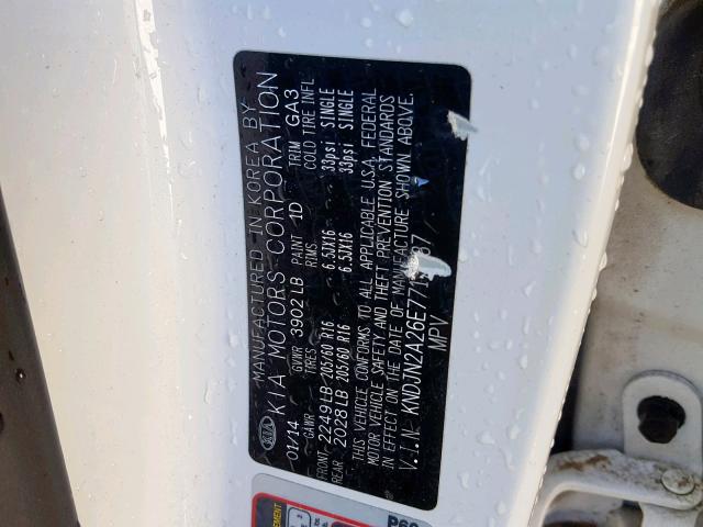 KNDJN2A26E7717437 - 2014 KIA SOUL თეთრი ფოტო 10