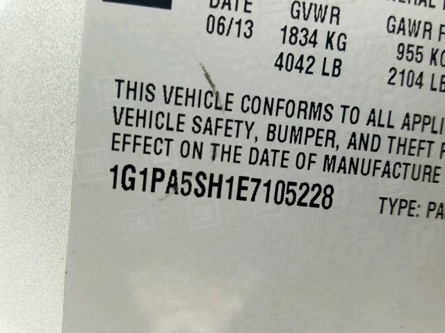 1G1PA5SH1E7105228 - 2014 CHEVROLET CRUZE LS SILVER photo 10