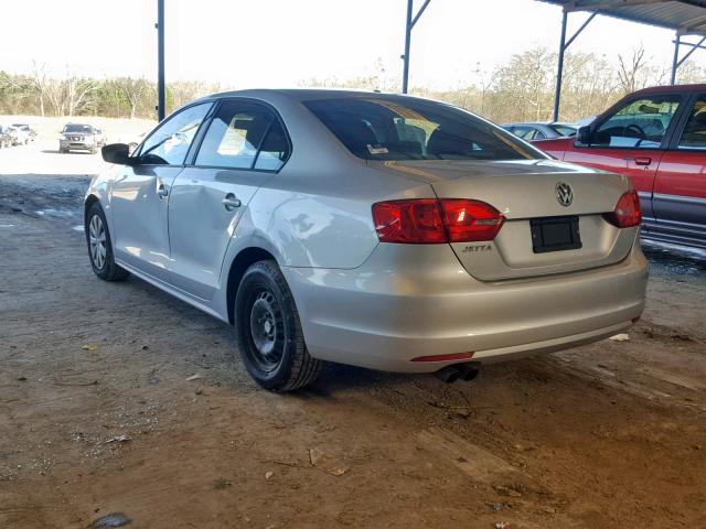 3VW2K7AJ8CM369335 - 2012 VOLKSWAGEN JETTA BASE 银色 照片 3