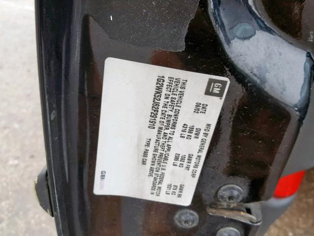 1G2WK52J62F291910 - 2002 PONTIAC GRAND PRIX BLACK photo 10