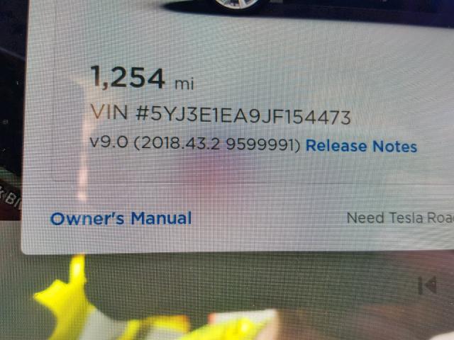 5YJ3E1EA9JF154473 - 2018 TESLA MODEL 3 BLACK photo 10