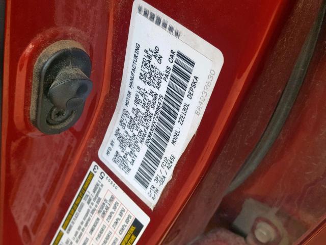 1NXBR32EX7Z896475 - 2007 TOYOTA COROLLA S RED photo 10