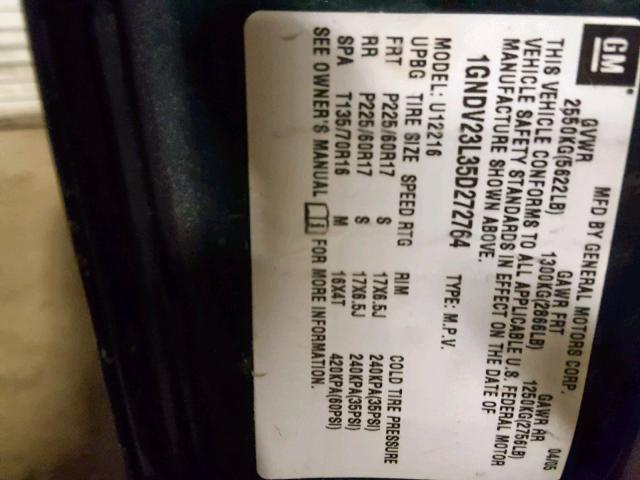 1GNDV23L35D272764 - 2005 CHEVROLET UPLANDER L Yaşıl foto 10