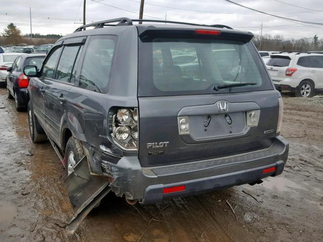 2HKYF18117H540216 - 2007 HONDA PILOT LX GRAY photo 3