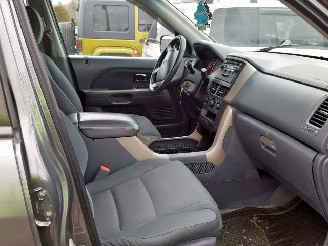 2HKYF18117H540216 - 2007 HONDA PILOT LX GRAY photo 5