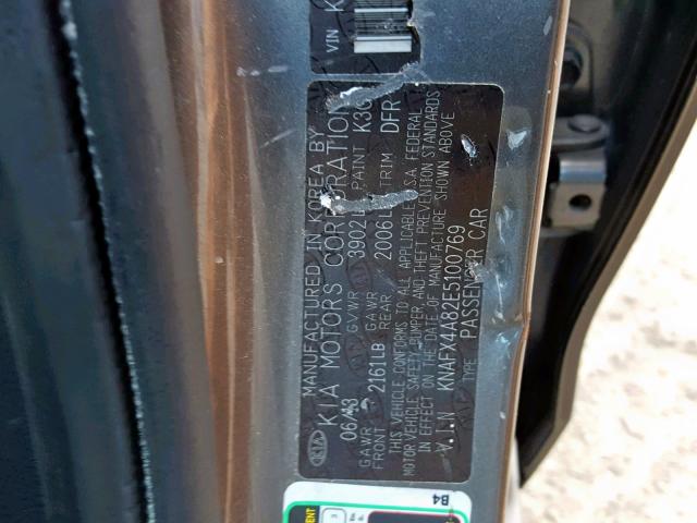 KNAFX4A82E5100769 - 2014 KIA FORTE EX GRAY photo 10