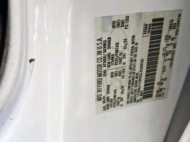 1FMRU15W62LA20930 - 2002 FORD EXPEDITION WHITE photo 10