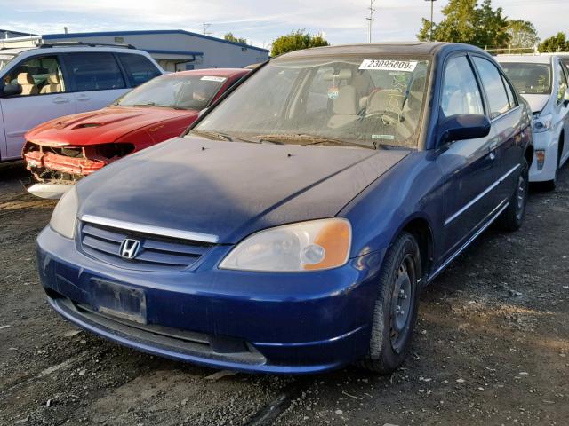 1HGES26751L019516 - 2001 HONDA CIVIC EX ლურჯი ფოტო 2