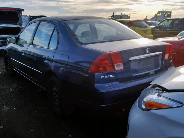 1HGES26751L019516 - 2001 HONDA CIVIC EX ლურჯი ფოტო 3