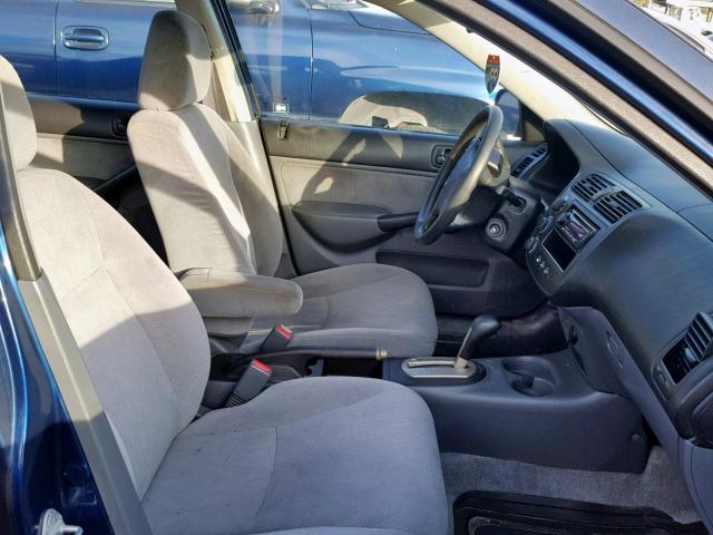1HGES26751L019516 - 2001 HONDA CIVIC EX ლურჯი ფოტო 5
