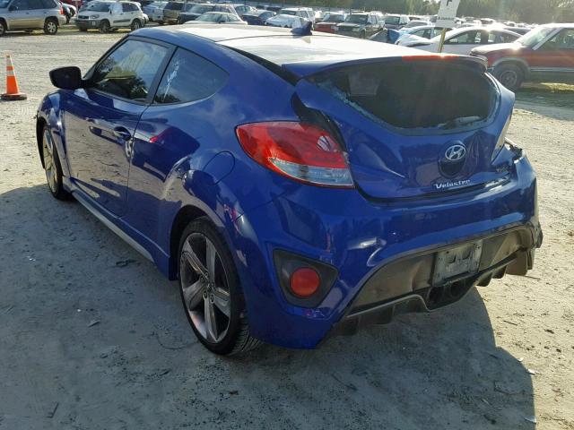 KMHTC6AEXDU144909 - 2013 HYUNDAI VELOSTER T BLUE photo 3