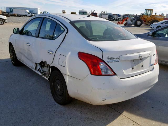 3N1CN7AP5CL878813 - 2012 NISSAN VERSA S WHITE photo 3