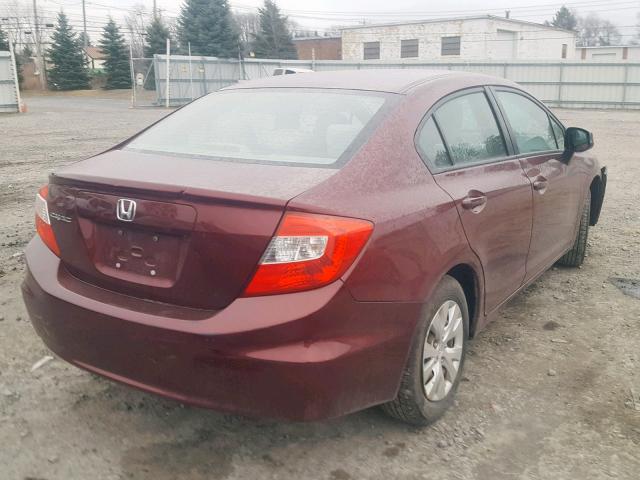 2HGFB2F51CH550196 - 2012 HONDA CIVIC LX BURGUNDY photo 4