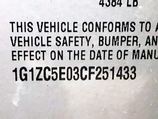 1G1ZC5E03CF251433 - 2012 CHEVROLET MALIBU 1LT SILVER photo 10