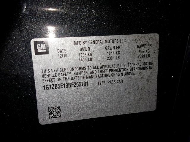 1G1ZB5E18BF265791 - 2011 CHEVROLET MALIBU LS BLACK photo 10