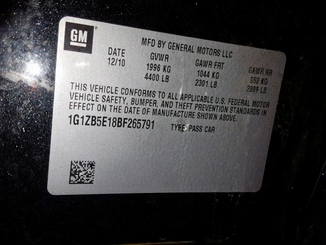 1G1ZB5E18BF265791 - 2011 CHEVROLET MALIBU LS BLACK photo 7