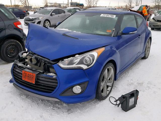 KMHTC6AE8EU200332 - 2014 HYUNDAI VELOSTER T BLUE photo 2