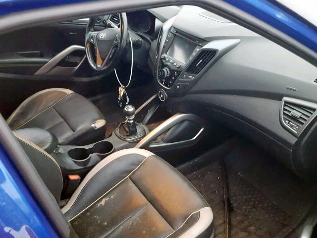 KMHTC6AE8EU200332 - 2014 HYUNDAI VELOSTER T BLUE photo 5