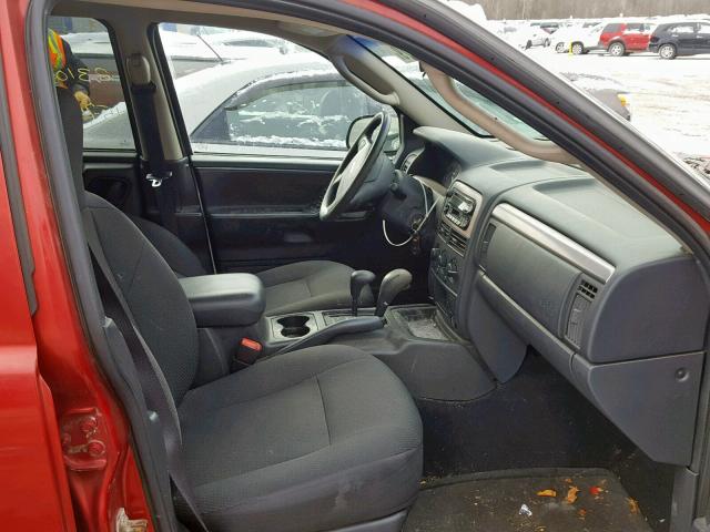 1J4GW48S14C135609 - 2004 JEEP GRAND CHER წითელი ფოტო 5