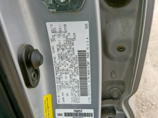 5TFLU4EN9DX069988 - 2013 TOYOTA TACOMA DOU SILVER photo 10