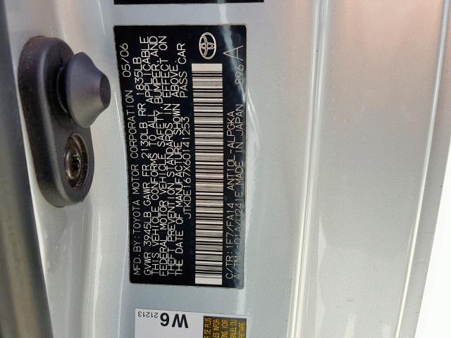 JTKDE167X60141253 - 2006 TOYOTA SCION TC Gümüş foto 10