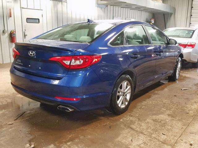 5NPE24AF1FH158711 - 2015 HYUNDAI SONATA SE BLUE photo 4