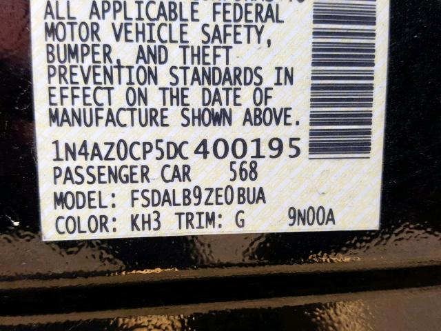 1N4AZ0CP5DC400195 - 2013 NISSAN LEAF S BLACK photo 10