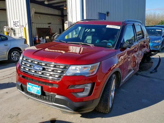 1FM5K8D84HGA91710 - 2017 FORD EXPLORER X RED photo 2