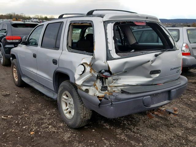 1D4HS38N93F613060 - 2003 DODGE DURANGO SP SILVER photo 3