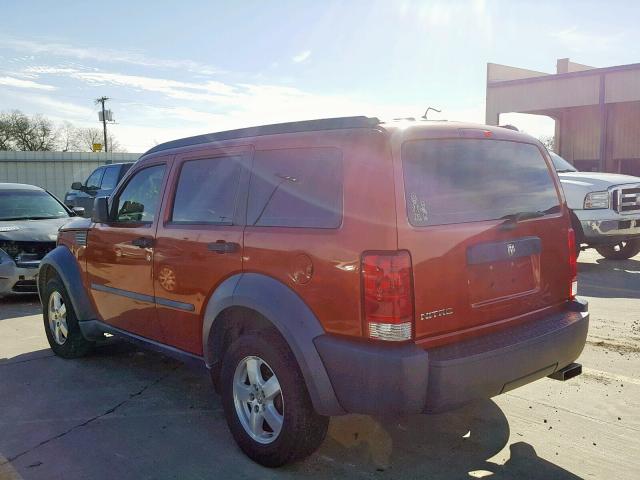 1D8GT28K58W191495 - 2008 DODGE NITRO SXT ORANGE photo 3