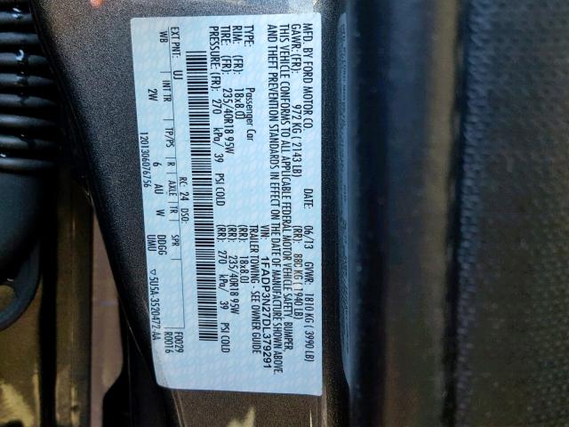 1FADP3N27DL379291 - 2013 FORD FOCUS TITA GRAY photo 10