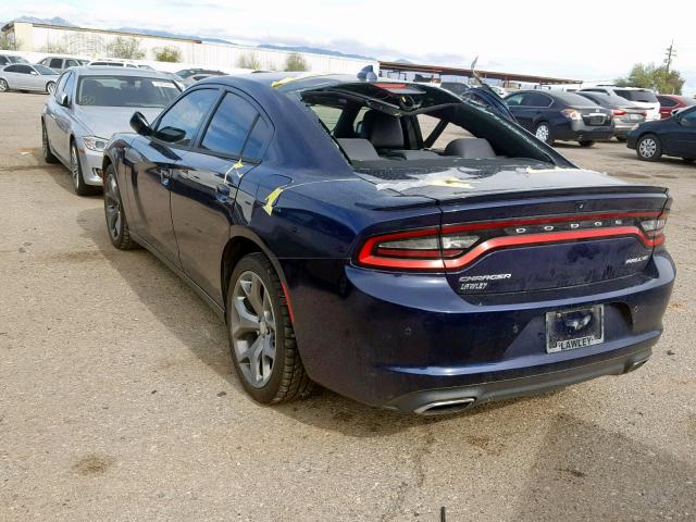 2C3CDXHG6FH722500 - 2015 DODGE CHARGER SX BLUE photo 3