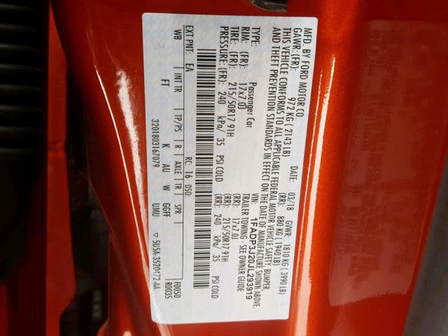 1FADP3J20JL293919 - 2018 FORD FOCUS TITA RED photo 10