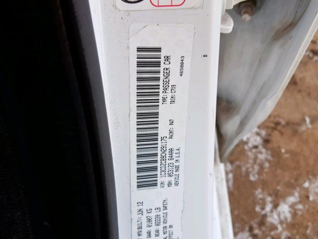 1C3CDZCB9CN291175 - 2012 DODGE AVENGER SX WHITE photo 10