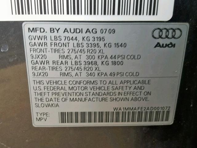 WA1MMAFE2AD001072 - 2010 AUDI Q7 PREMIUM CHARCOAL photo 10