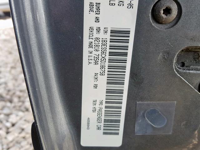 1B3ES56CX5D186758 - 2005 DODGE NEON SXT GRAY photo 10