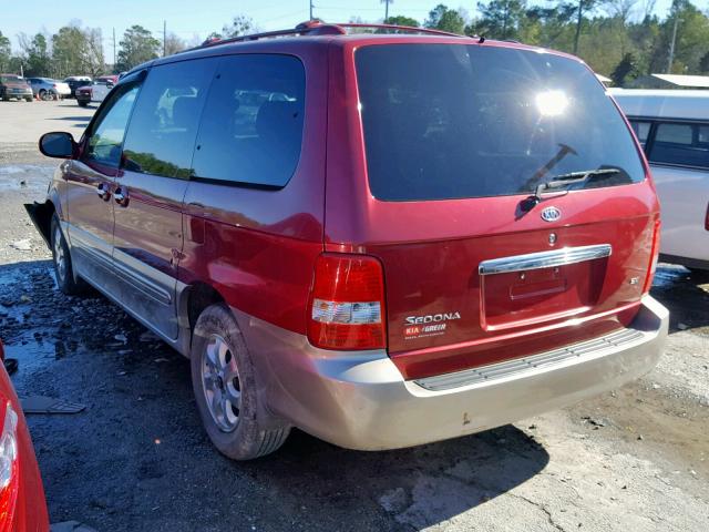 KNDUP132156698820 - 2005 KIA SEDONA EX RED photo 3