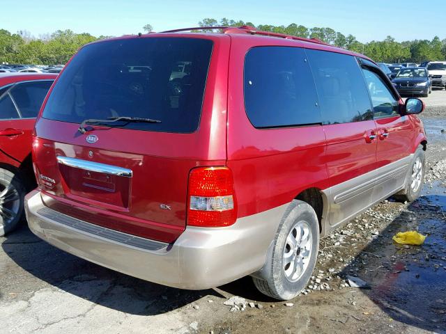 KNDUP132156698820 - 2005 KIA SEDONA EX RED photo 4