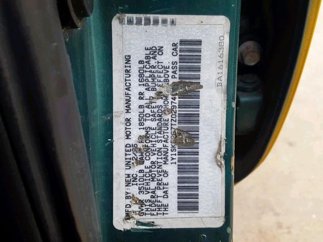 1Y1SK5267TZ029749 - 1996 GEO PRIZM BASE YELLOW photo 10