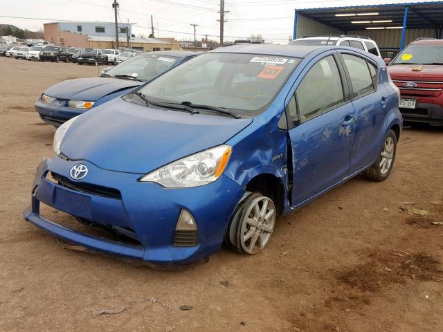 JTDKDTB37E1070425 - 2014 TOYOTA PRIUS C BLUE photo 2